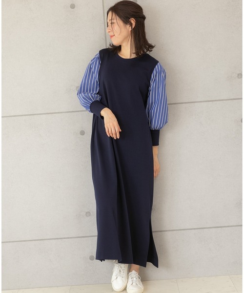 「PREFERIR」 長袖ワンピース LARGE ネイビー レディース_画像2
