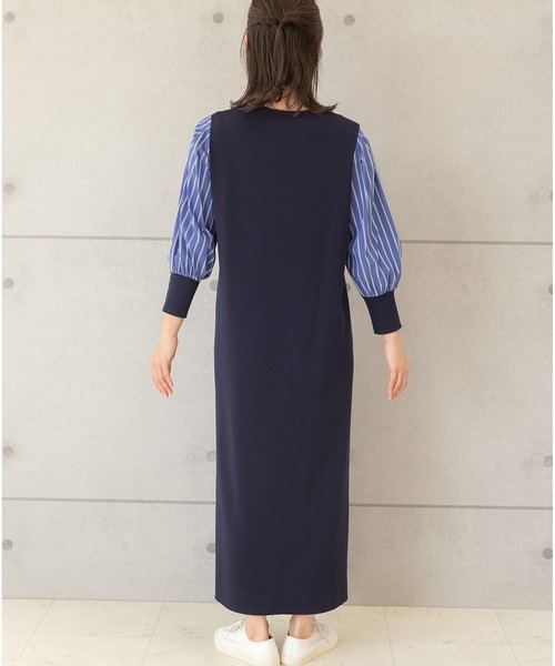 「PREFERIR」 長袖ワンピース LARGE ネイビー レディース_画像6