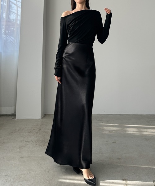 「Louere」 フレアスカート MEDIUM グレー レディース_画像4