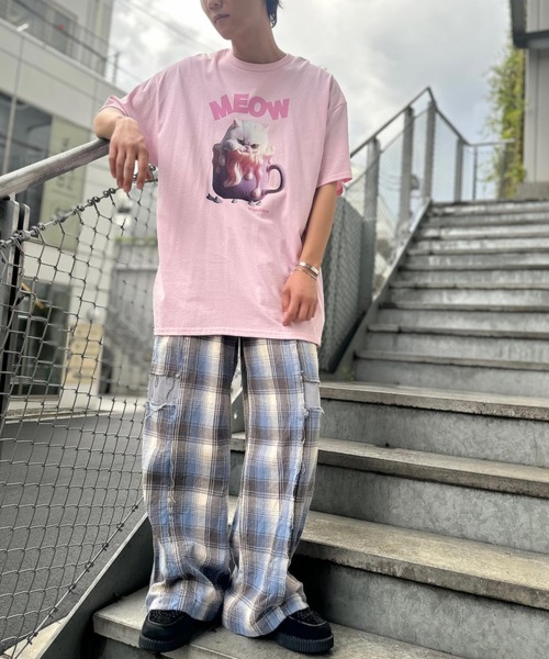 MILKBOY キャット柄 半袖シャツ MILKBOY（ミルクボーイ） tシャツ 半袖 CAT CUP Tシャツ レディース