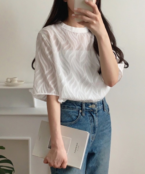「LAUIR」 半袖ブラウス MEDIUM ブラック レディース_画像2