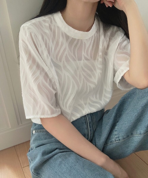 「LAUIR」 半袖ブラウス MEDIUM ブラック レディース_画像4
