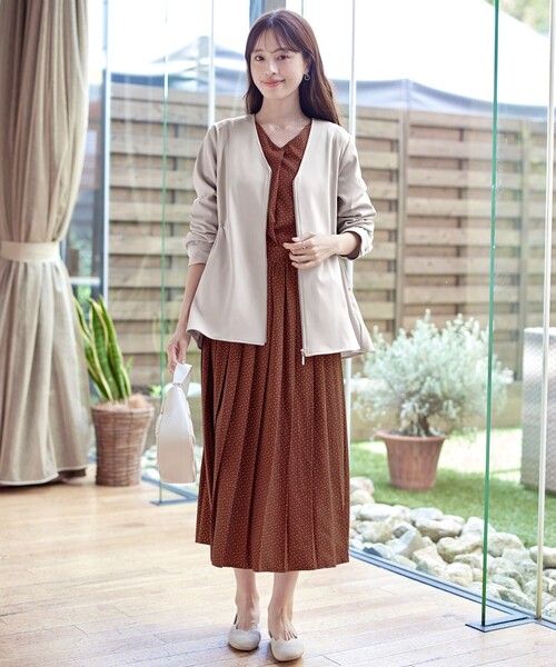 「Tiaclasse」 ブルゾン L グレイッシュベージュ レディース_画像4