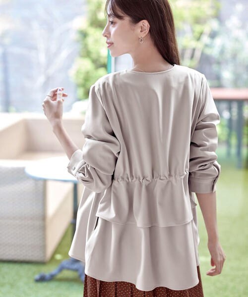 「Tiaclasse」 ブルゾン L グレイッシュベージュ レディース_画像6