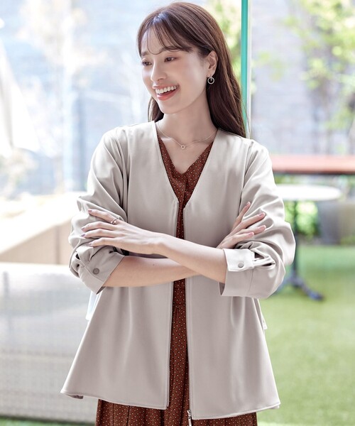 「Tiaclasse」 ブルゾン L グレイッシュベージュ レディース_画像7