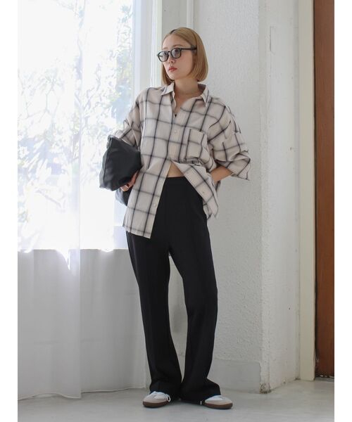 ungrid グレーチェックシャツ Ungrid（アングリッド） ブラウス シャツ ビッグルーズチェックシャツ