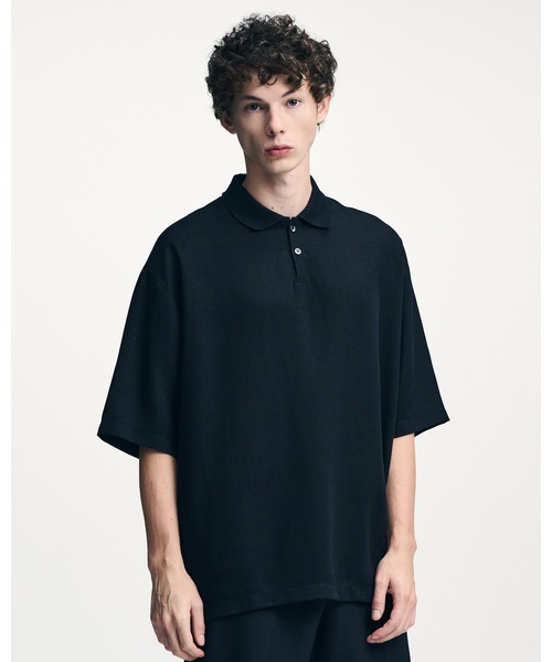 ポロシャツ LINEN MESH OVERSIZED POLO メンズ レディースの画像