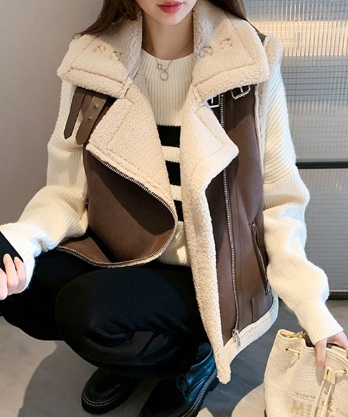 「COCOMOMO」 ベスト FREE ブラック レディース_画像3