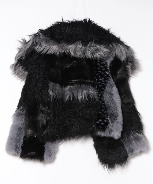 コート アウター PATCHWORK FUR ASYM COAT レディース メンズの画像