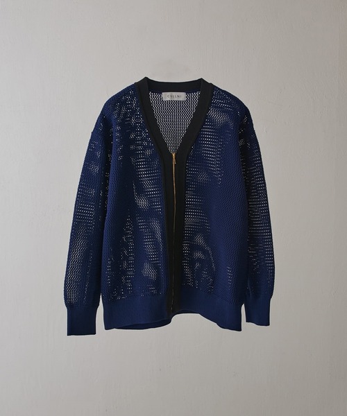 CULLNI ネイビー ベルベット カーディガン CULLNI（クルニ） カーディガン 「CULLNI exclusive for Lui's」ZIP