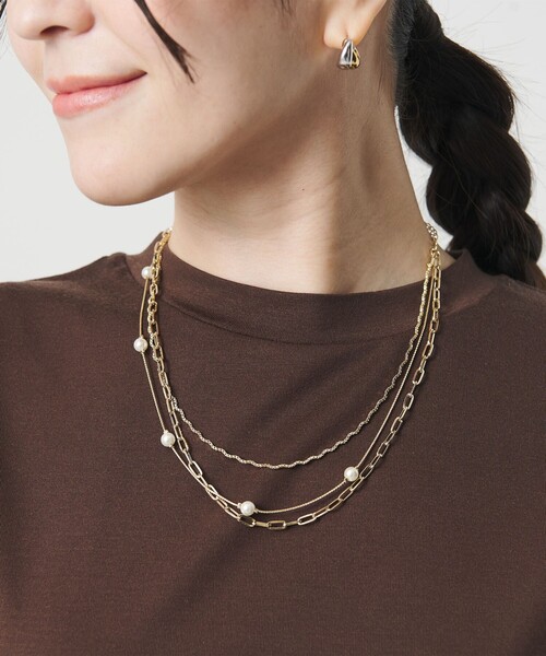 BEAUTY＆YOUTH UNITED ARROWS ネックレス パールモチーフ×ミックス 