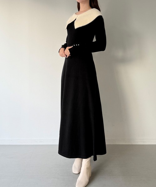 「mipiarl」 ニットワンピース LARGE チャコール レディース_画像4