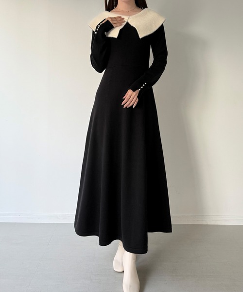 「mipiarl」 ニットワンピース LARGE チャコール レディース_画像6