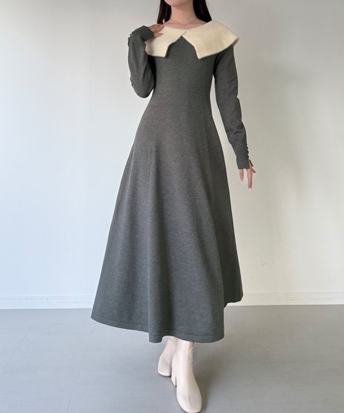 「mipiarl」 ニットワンピース LARGE チャコール レディース_画像8