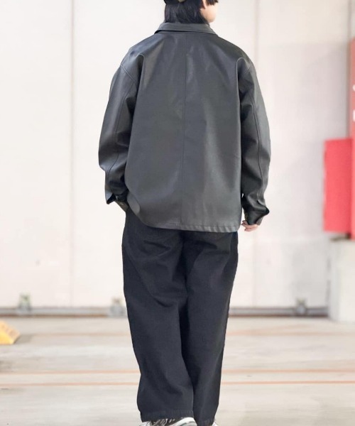 BACK NUMBER カバーオール 「BACK NUMBER」フェイクレザーカバーオール