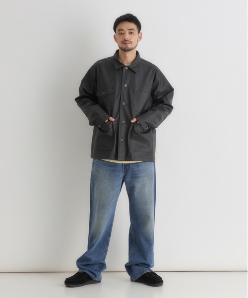 BACK NUMBER カバーオール 「BACK NUMBER」フェイクレザーカバーオール