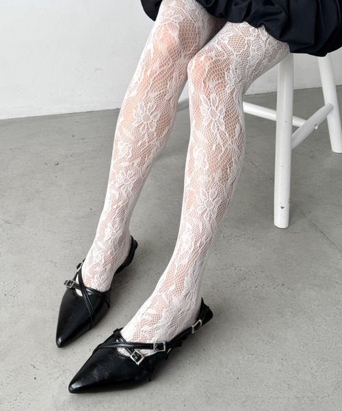 LOVALOT（ラバロット） タイツ 「全5色」カラーフラワーレースタイツ