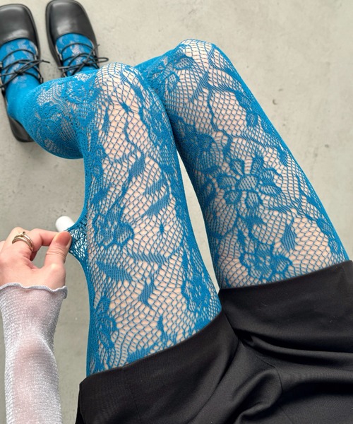 LOVALOT（ラバロット） タイツ 「全5色」カラーフラワーレースタイツ