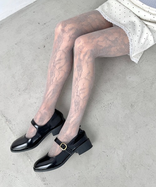 LOVALOT（ラバロット） タイツ 「全5色」カラーフラワーレースタイツ