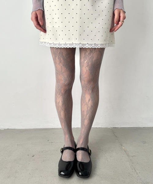 LOVALOT（ラバロット） タイツ 「全5色」カラーフラワーレースタイツ