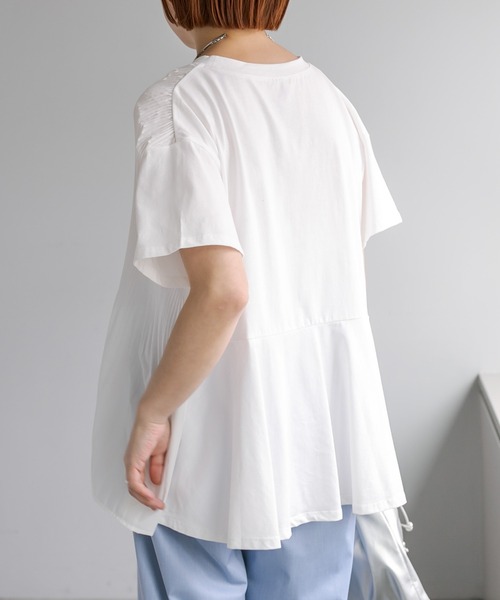 tシャツ 「Du noir／WEB限定」フロントプリーツTシャツ レディースの画像