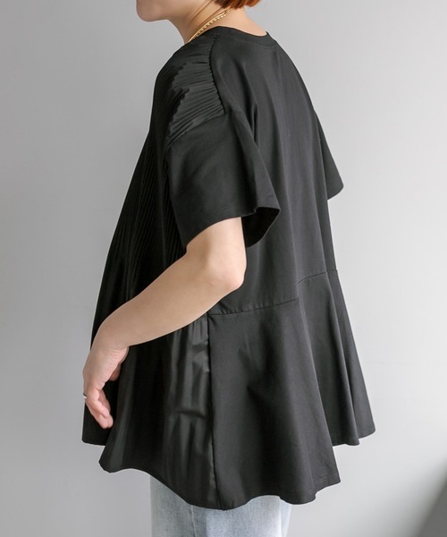 tシャツ 「Du noir／WEB限定」フロントプリーツTシャツ レディースの画像