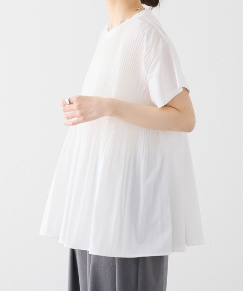 tシャツ 「Du noir／WEB限定」フロントプリーツTシャツ レディースの画像