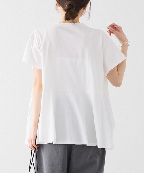 tシャツ 「Du noir／WEB限定」フロントプリーツTシャツ レディースの画像