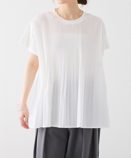 tシャツ 「Du noir／WEB限定」フロントプリーツTシャツ レディースの画像
