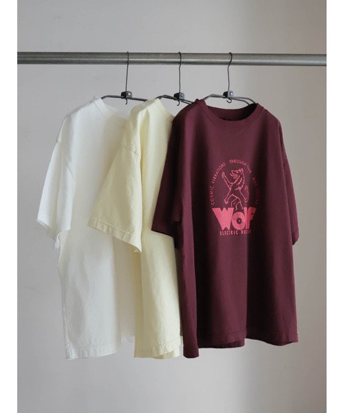 tシャツ ウルフレコードプリント　ワイドTEE レディースの画像