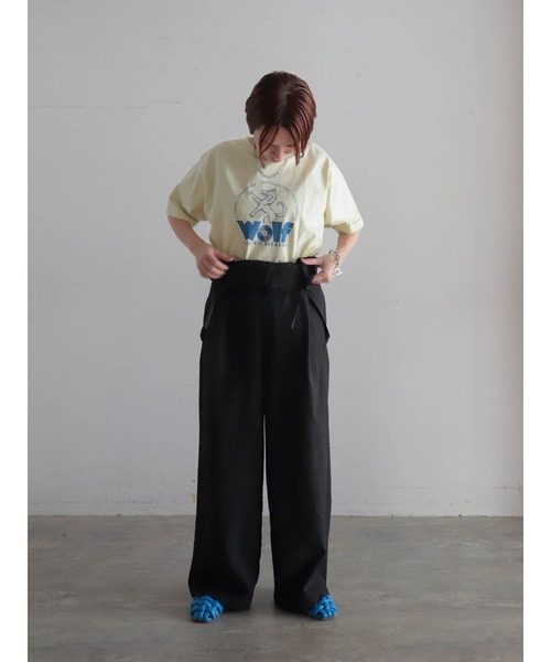 tシャツ ウルフレコードプリント　ワイドTEE レディースの画像