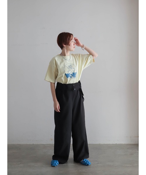 tシャツ ウルフレコードプリント　ワイドTEE レディースの画像