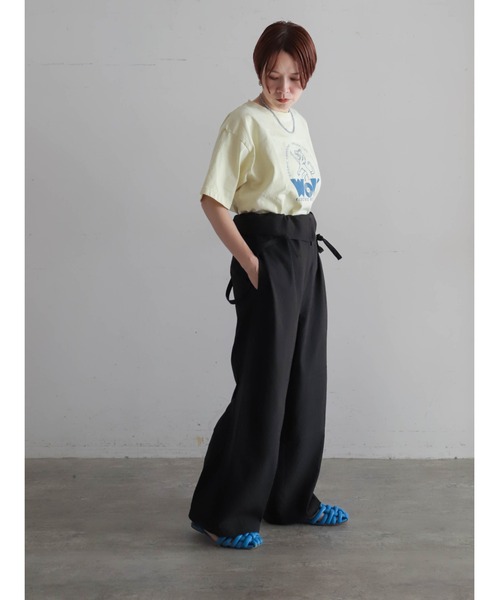 tシャツ ウルフレコードプリント　ワイドTEE レディースの画像