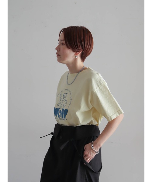 tシャツ ウルフレコードプリント　ワイドTEE レディースの画像