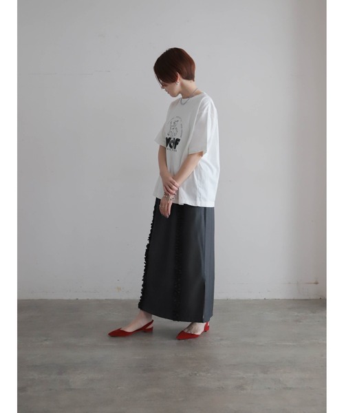tシャツ ウルフレコードプリント　ワイドTEE レディースの画像