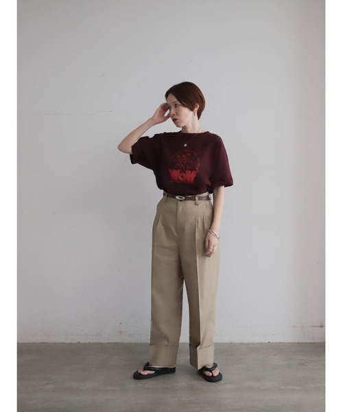 tシャツ ウルフレコードプリント　ワイドTEE レディースの画像