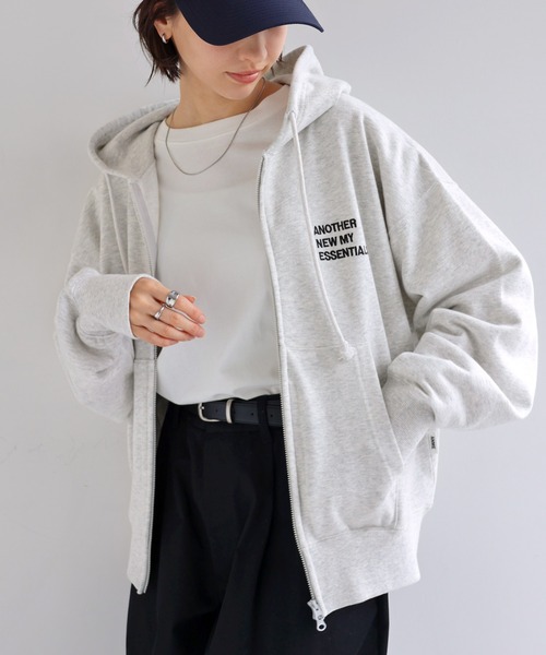 ANME パーカー ロゴ刺繍ANMEダブルジップスウェットパーカー