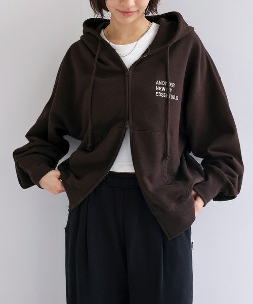 ANME パーカー ロゴ刺繍ANMEダブルジップスウェットパーカー