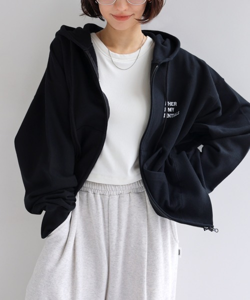 ANME パーカー ロゴ刺繍ANMEダブルジップスウェットパーカー