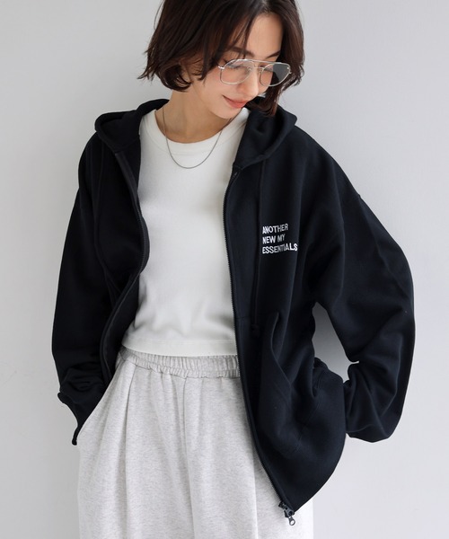 ANME パーカー ANMEロゴ刺繍ダブルジップスウェットパーカー 