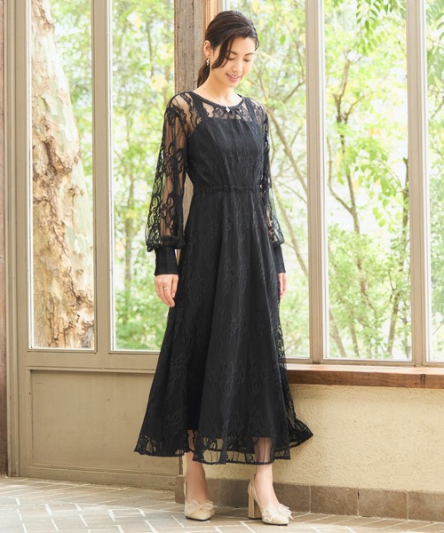 「DRESS PLUS」 長袖ワンピース M グレー レディース_画像2