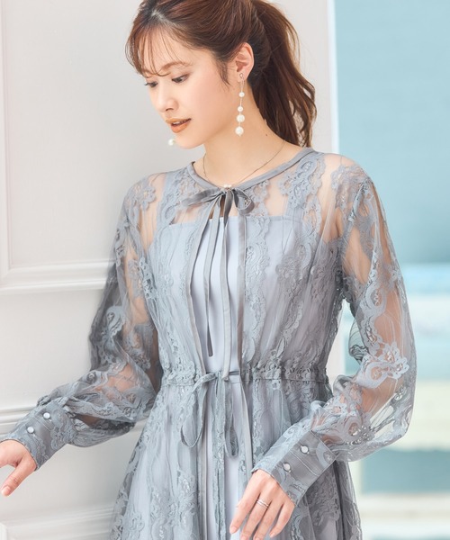 「DRESS PLUS」 長袖ワンピース M グレー レディース_画像8