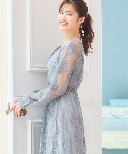 「DRESS PLUS」 長袖ワンピース M グレー レディース_画像9