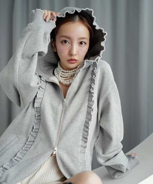 ROSY LUCE（ロージールーチェ） パーカー ROSY FRILL LOGO HOODIE 