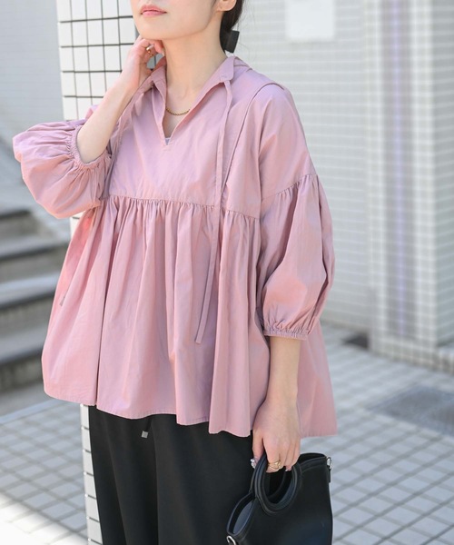 ＆HALF ブラウス シャツ 「indian Cotton Collection」インド綿ネック