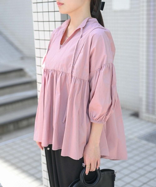 ＆HALF ブラウス シャツ 「indian Cotton Collection」インド綿ネック