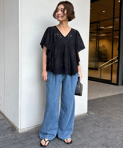 SLOBE IENA（スローブイエナ） ブラウス シャツ 「追加」レースフリルV
