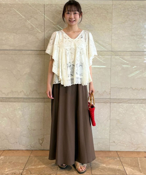 SLOBE IENA レースフリルVネックブラウス SLOBE IENA（スローブイエナ） ブラウス シャツ 「追加」レースフリルV