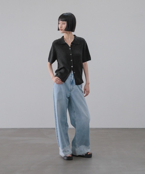 tシャツ メランジニットポロカーディガン５Ｓ　660506 レディースの画像