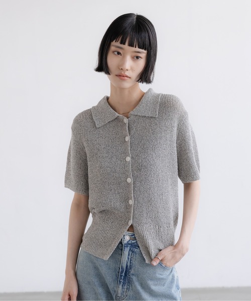 tシャツ メランジニットポロカーディガン５Ｓ　660506 レディースの画像